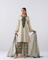 Relaxed Fit Printed Three-Piece Lawn
