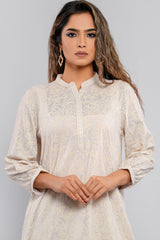 Rotary Printed and Embroidered Ethnic Kurti - One Piece