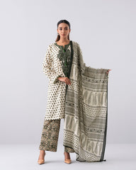 Relaxed Fit Printed Three-Piece Lawn