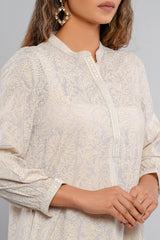 Rotary Printed and Embroidered Ethnic Kurti - One Piece