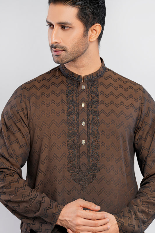 Regular Fit Semi-Formal Jacquard Panjabi