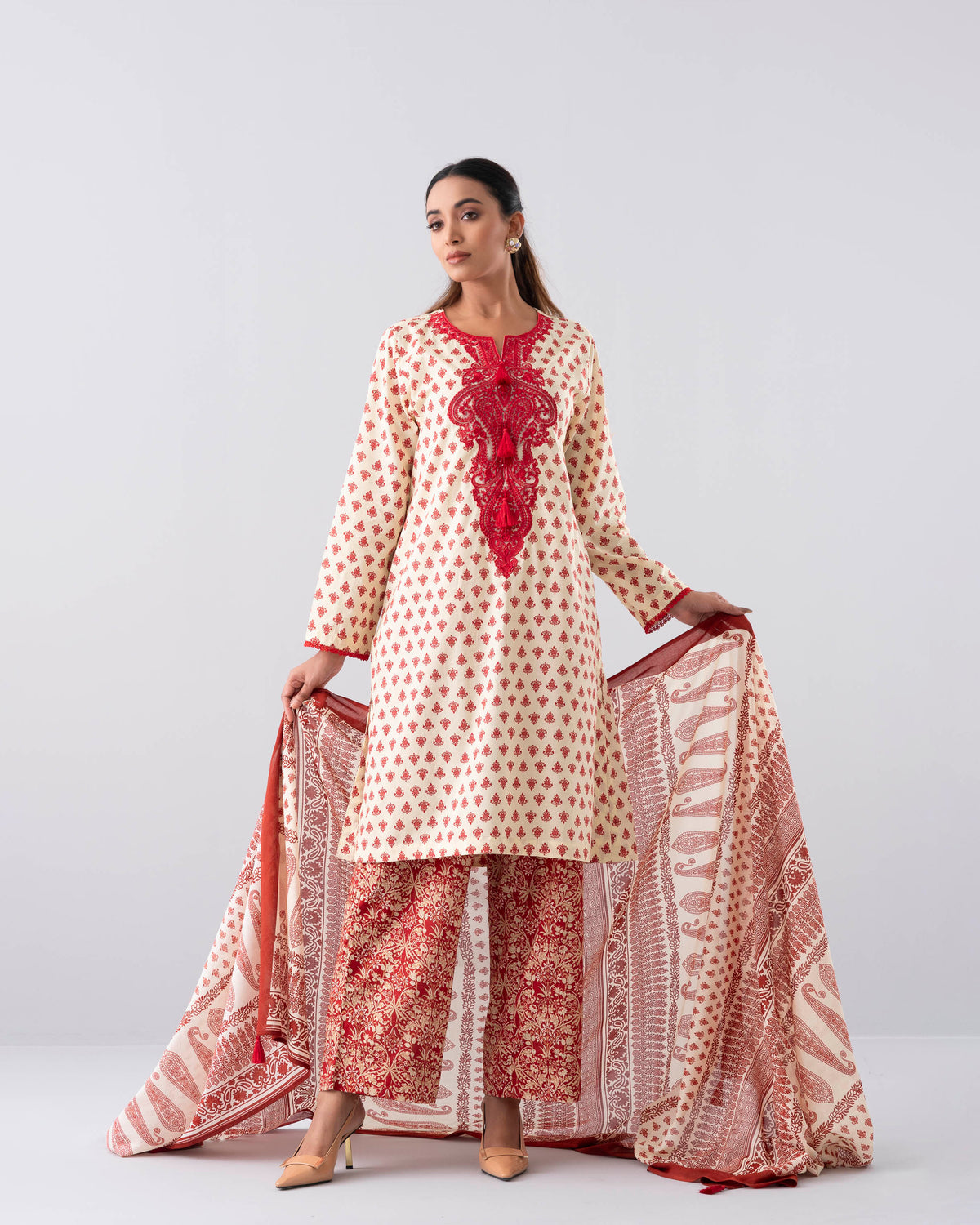Relaxed Fit Printed Three-Piece Lawn