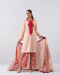 Relaxed Fit Printed Three-Piece Lawn