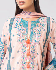 Smart-Fit Embroidered Three-Piece Lawn with Chiffon Dupatta