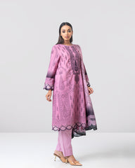 Smart Fit Embroidered Three-Piece Lawn with Silk Dupatta