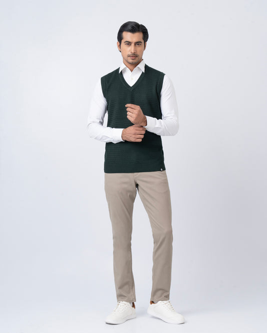 Regular Fit Solid Sweater Vest