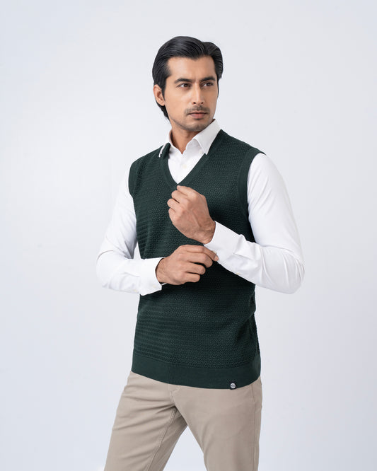 Regular Fit Solid Sweater Vest