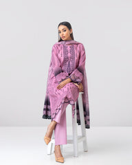 Smart Fit Embroidered Three-Piece Lawn with Silk Dupatta