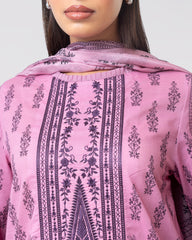 Smart Fit Embroidered Three-Piece Lawn with Silk Dupatta