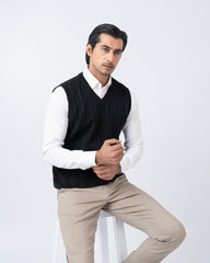 Regular Fit Solid Sweater Vest