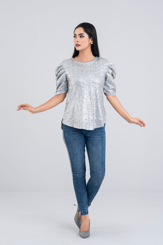 Sequin-Embroidered Fashion Top - Bling