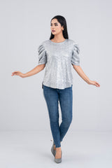 Sequin-Embroidered Fashion Top - Bling
