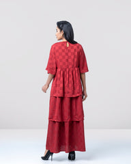 Tiered Jacquard Long Dress