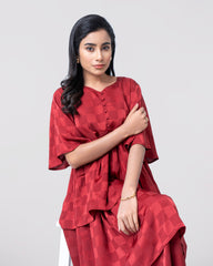 Tiered Jacquard Long Dress