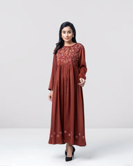 Floral-Embroidered Long Dress