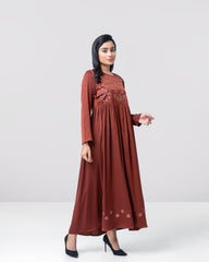 Floral-Embroidered Long Dress