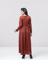 Floral-Embroidered Long Dress