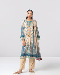 Smart-Fit Embroidered Three-Piece Lawn with Chiffon Dupatta