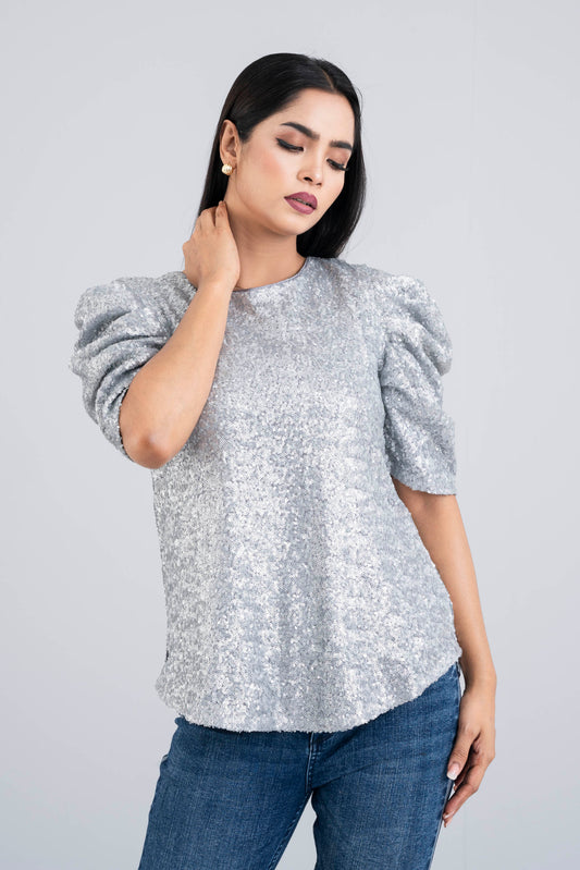 Sequin-Embroidered Fashion Top - Bling