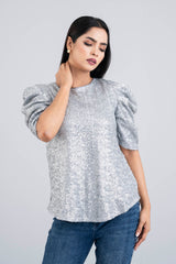 Sequin-Embroidered Fashion Top - Bling