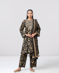 Relaxed Fit Embroidered Three-Piece Lawn with Organza Dupatta