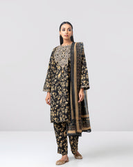 Relaxed Fit Embroidered Three-Piece Lawn with Organza Dupatta