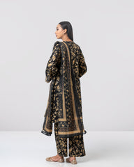 Relaxed Fit Embroidered Three-Piece Lawn with Organza Dupatta