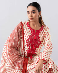 Relaxed Fit Printed Three-Piece Lawn