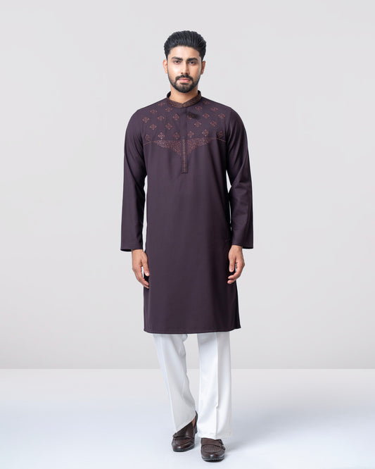 Regular Fit Embroidered Blended Fabric Formal Panjabi