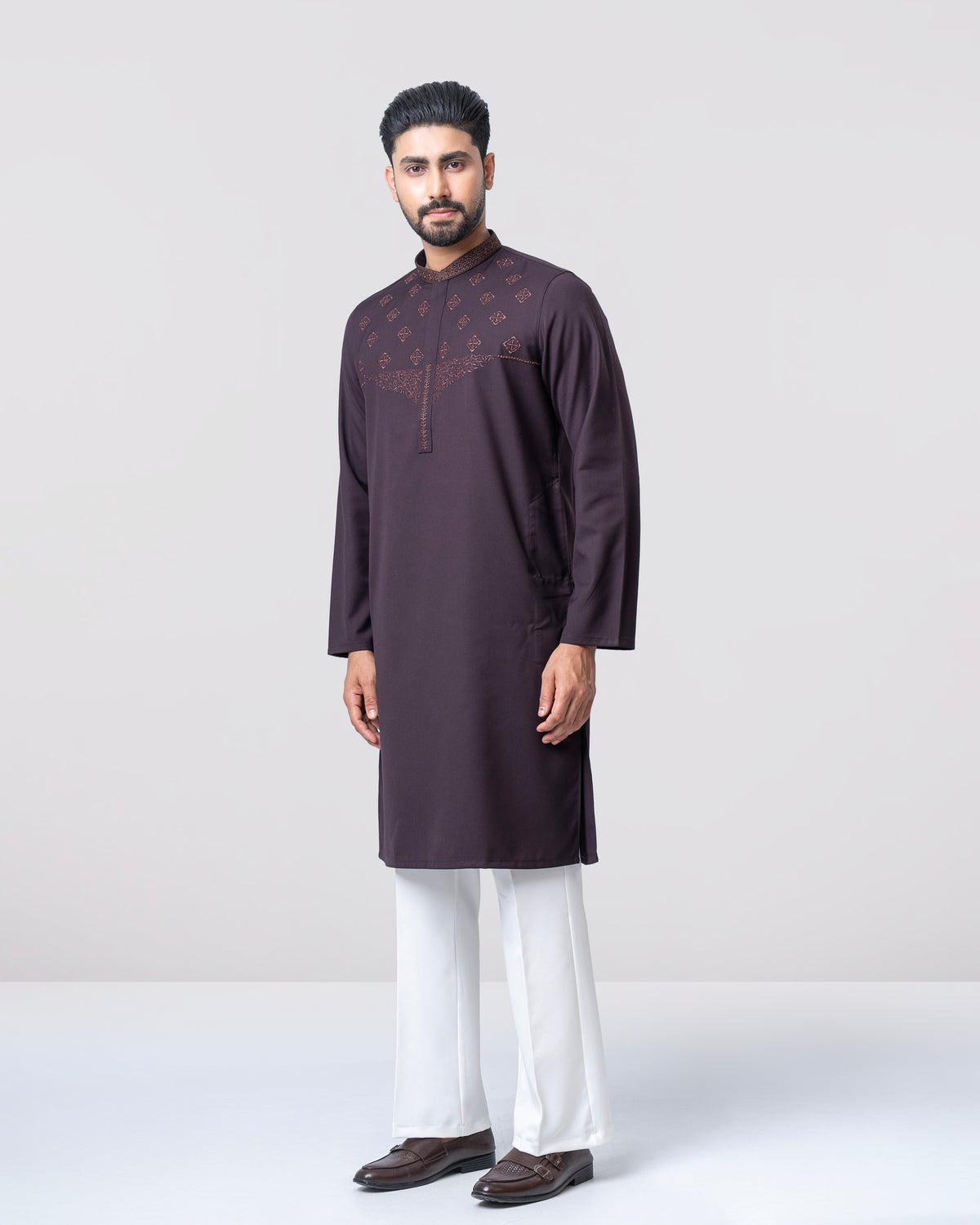 Regular Fit Embroidered Blended Fabric Formal Panjabi