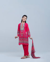 Princess Embroidered Three-Piece Lawn with Chiffon Dupatta (10-14 Years)