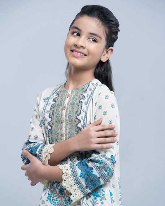 Princess Embroidered Three-Piece Lawn with Chiffon Dupatta (10-14 Years)