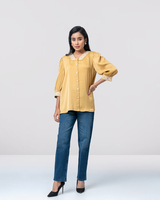 Relaxed Fit Embroidered Fashion Top