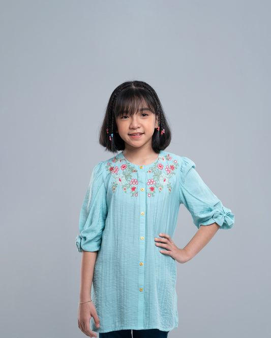 Girls' Embroidered Mixed-Blend Ethnic Top (2-4 Years)