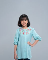 Girls' Embroidered Mixed-Blend Ethnic Top (6-8 Years)