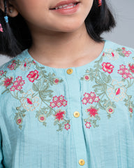 Girls' Embroidered Mixed-Blend Ethnic Top (6-8 Years)