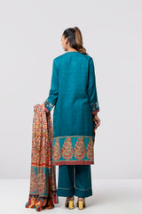 Relaxed Fit Embroidered Jacquard Three-Piece Lawn with Silk Dupatta