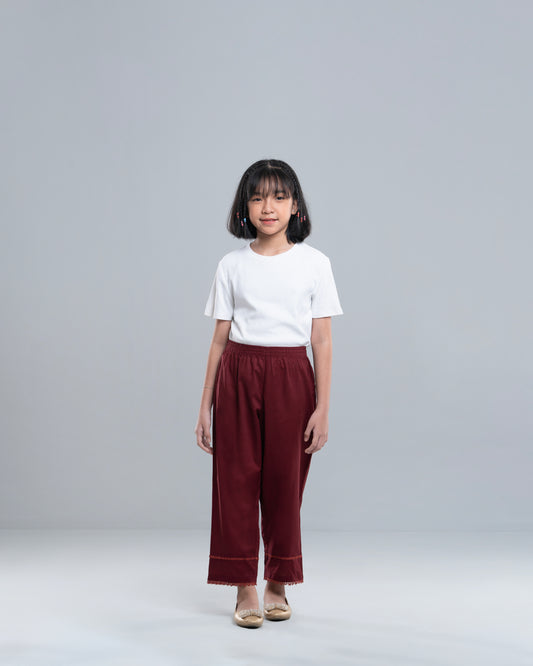 Girls' Lace-Trimmed Casual Palazzo (6-8 Years)