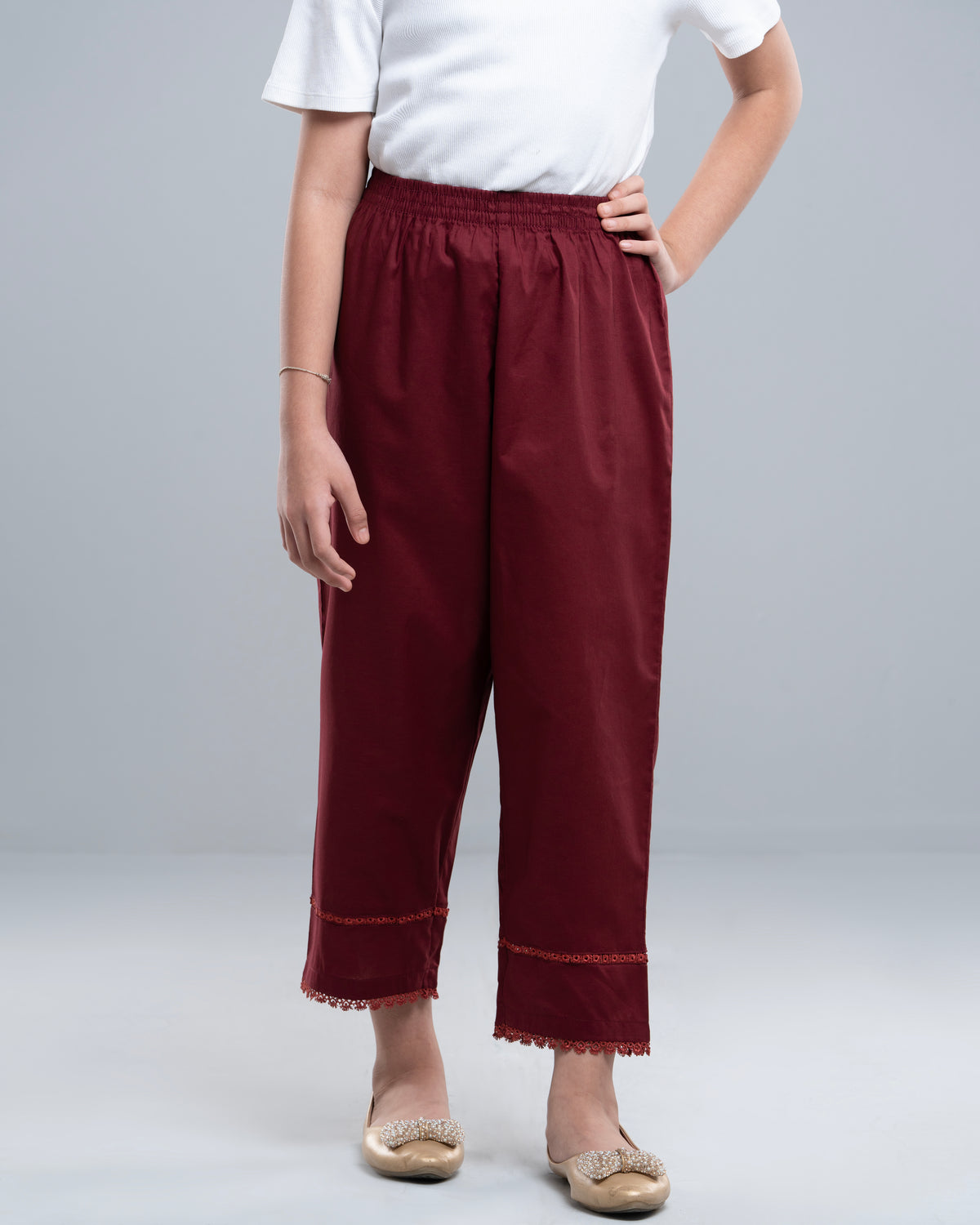 Girls' Lace-Trimmed Casual Palazzo (2-4 Years)