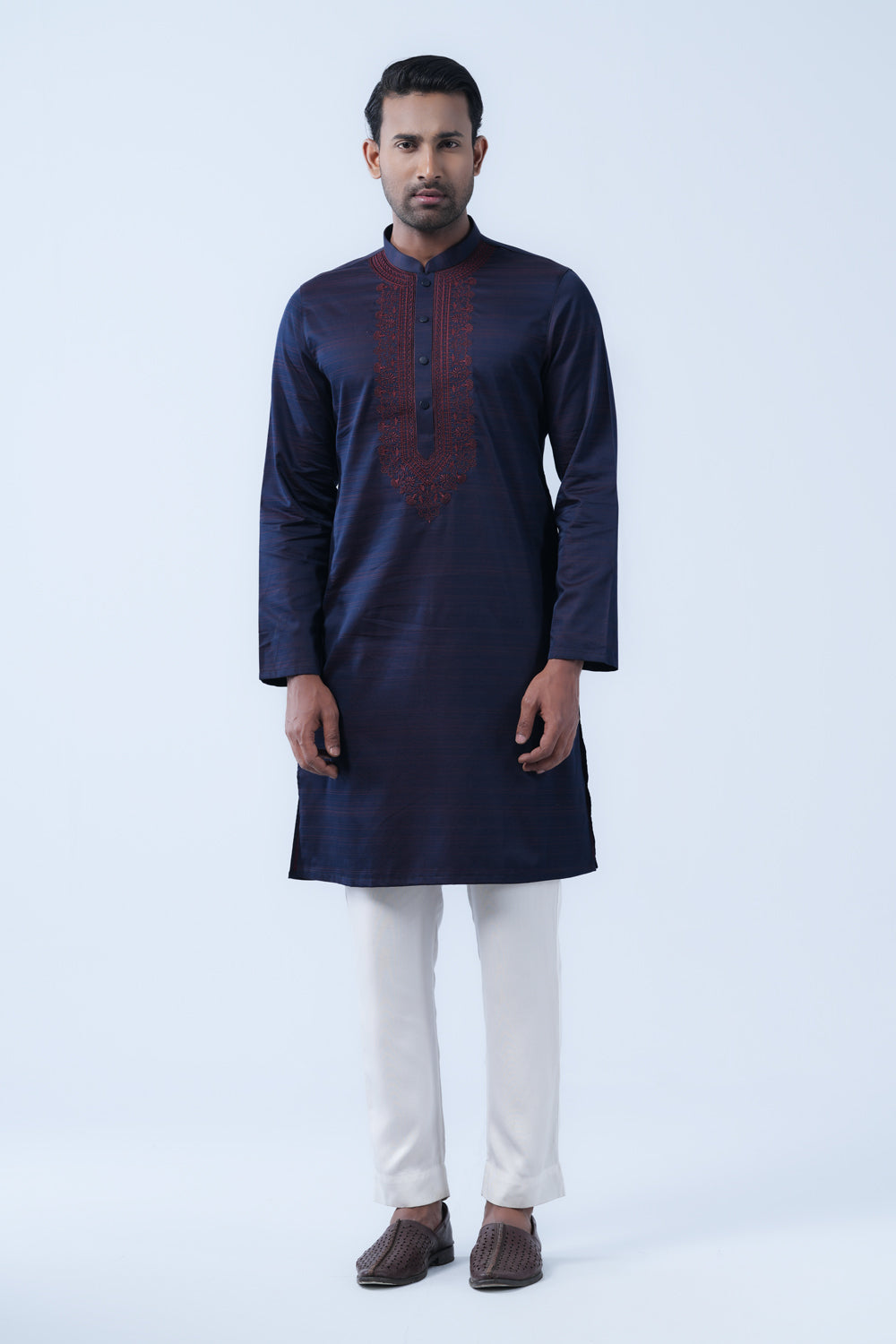 Slim Fit Two-Tone Fabric Semi-Formal Panjabi