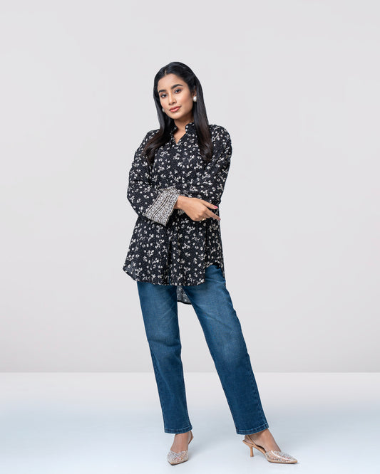 Regular Fit Floral Printed Fashion Top - Mystika
