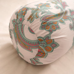 Bolster Cover - White Paisley