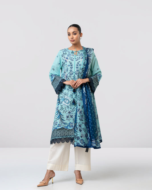Smart Fit Printed Two-Piece Lawn with Silk Dupatta