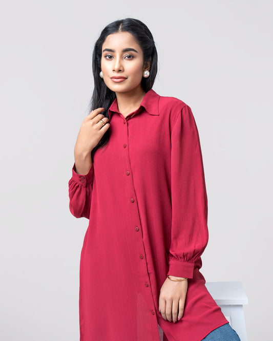 Slim Fit Long Casual Shirt