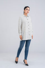 Relaxed Fit Georgette Ditsy-Printed Casual Shirt