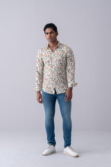 Slim Fit Floral Printed Casual Shirt
