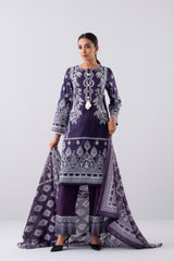Smart Fit Printed Three-Piece Lawn with Cotton Dupatta