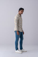 Slim Fit Floral Printed Casual Shirt