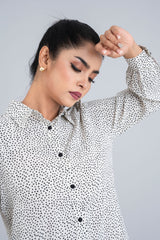 Relaxed Fit Georgette Ditsy-Printed Casual Shirt