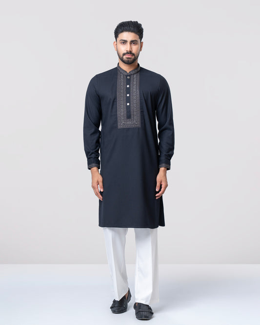 Regular Fit Embroidered Blended Fabric Formal Panjabi